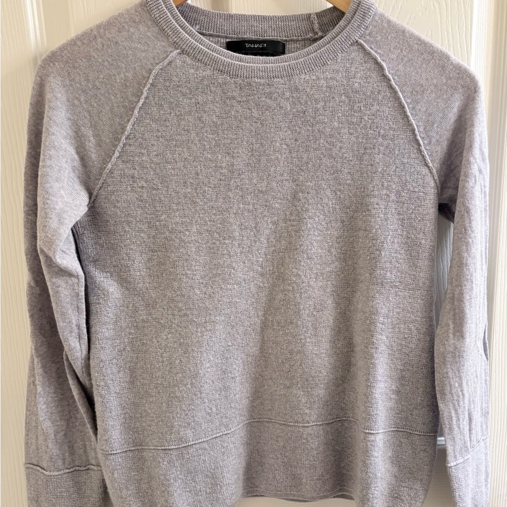 Tahari Light Gray Merino Wool Sweater